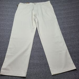 Cherokee Ultimate Khaki Pants Mens 36x30 Flat Front White Stain Resistant Cotton